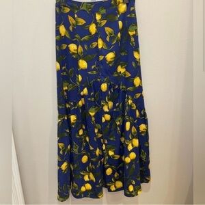 Gianni Bini Skirt Lemons Blue button detail